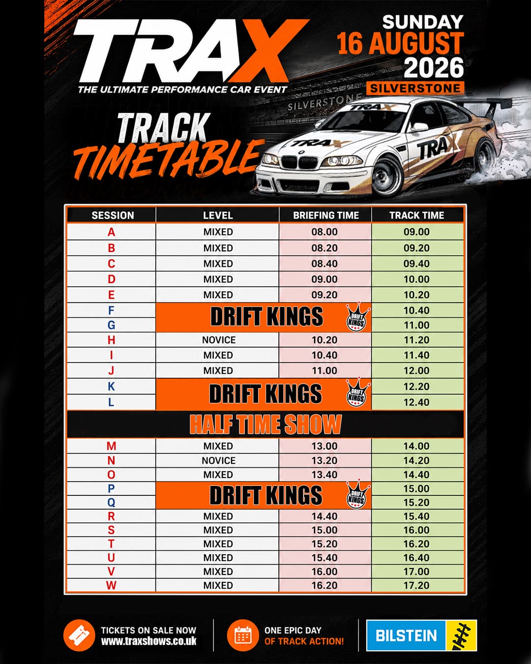 The Official TRAX 2026 Track Timetable Has Arrived